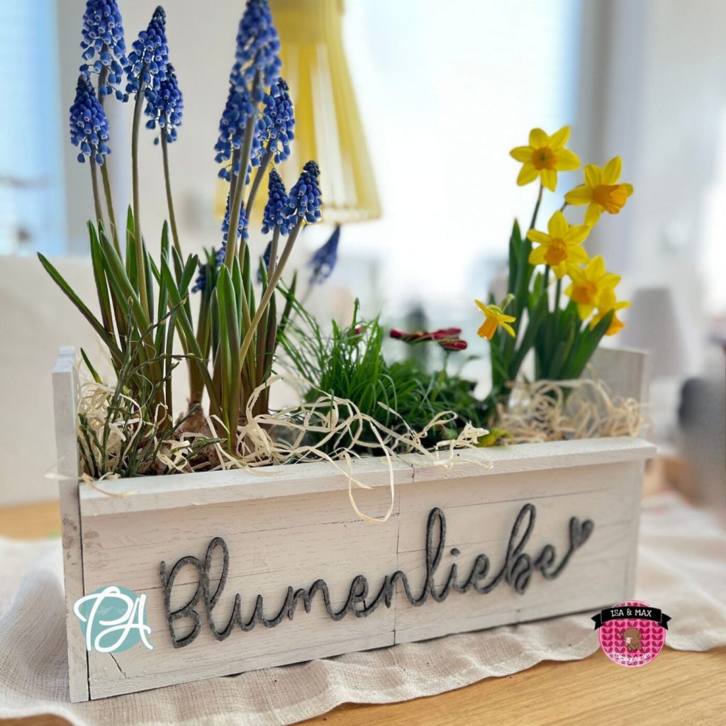 Bastelset großer Blumenkasten mit Filz-Schriftzug „Blumenliebe“