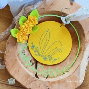 DIY-Bastelset Osterdeko &bdquo;Frohe Ostern&ldquo; &ndash; Dekoring mit Filzblumen, optional mit Filzscheibe